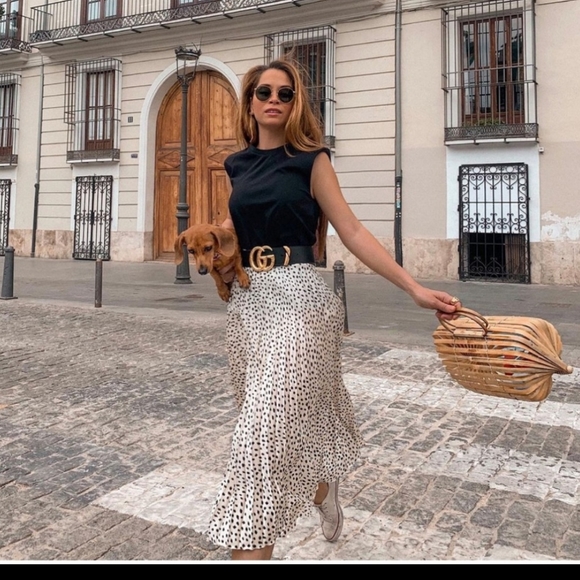 Mango Dresses & Skirts - 🔥Last 2🔥MANGO Pleated Polka dot maxi skirt
